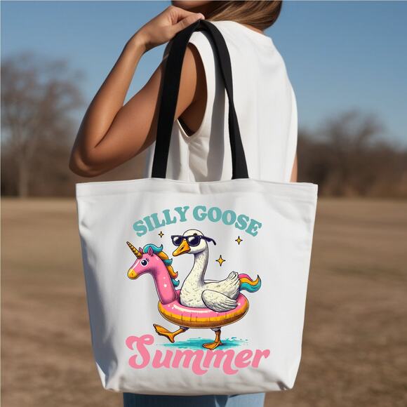 Silly Goose Summer Cute Tubing Pool Beach Tote Bag - Picture 2 of 3